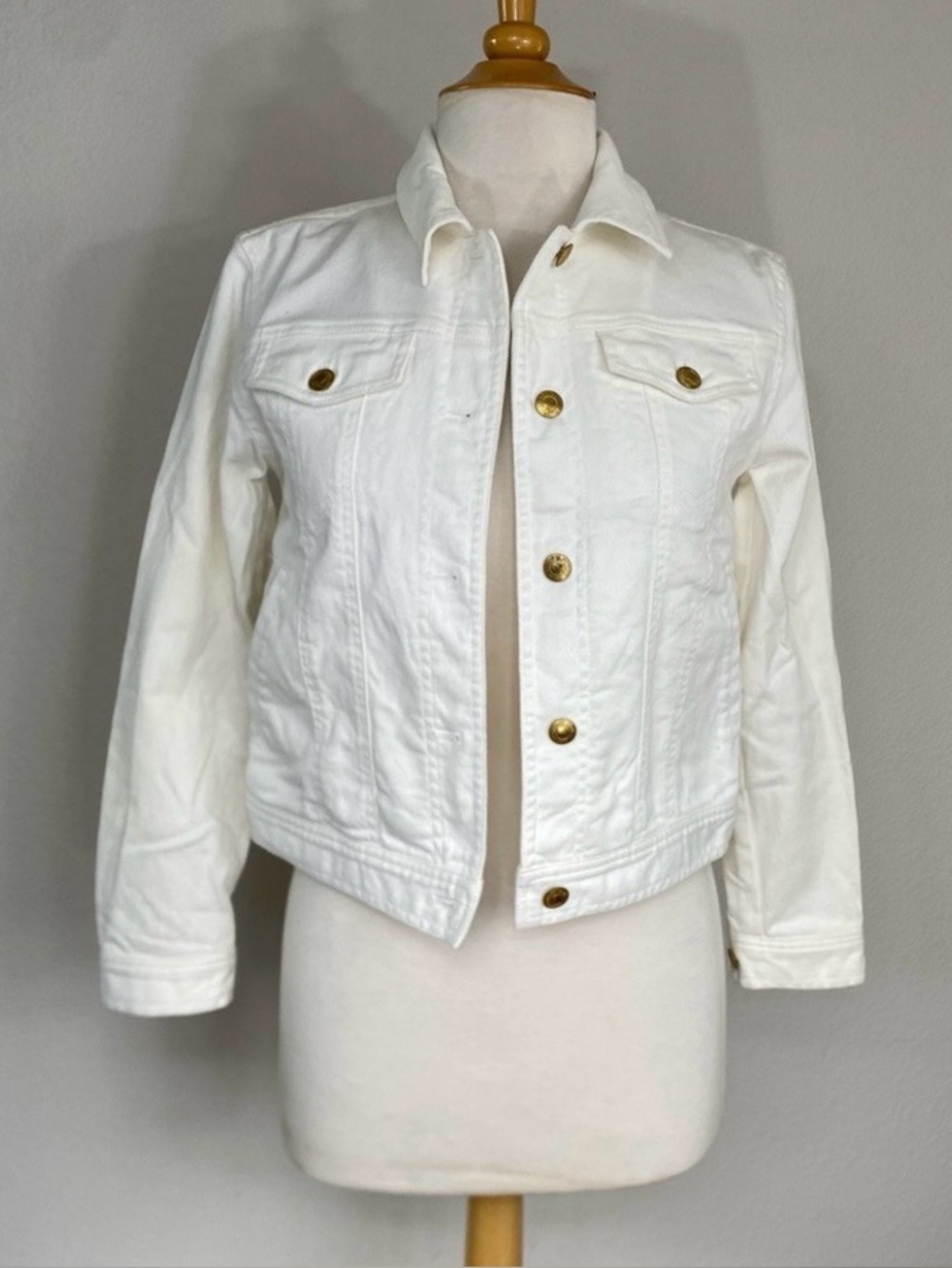 Lauren Ralph Lauren Womens Off White Denim Jacket Size Small Coastal Casual